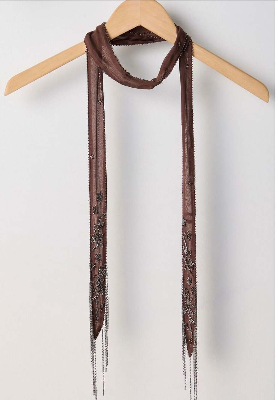 Anthropologie Beaded Chain Scarf Brown NWT - Picture 3 of 3
